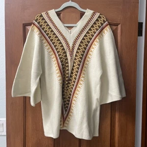 vintage womens large  Hippie Boho Sweater V Neck 1970’s Cuddle Knit beige - Picture 1 of 7