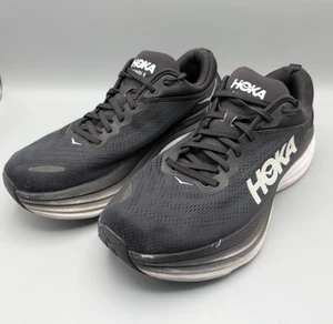 Hoka One One Bondi 8 Black Shoes Men's 10.5D Running Sneakers 1123202 BWHT - Picture 1 of 7