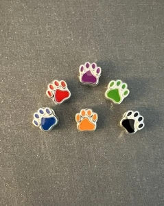 European Silver Color Charms - Dog Paws- 6 in the Set - Multicolor - Picture 1 of 2