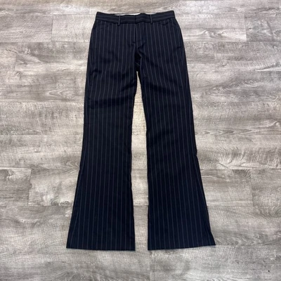 Pantalones de vestir Theory negros acampanados azul marino a rayas mezcla de lana para mujer talla 2 Foto 1 de 4