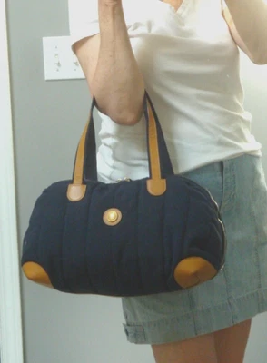 GHURKA Marley Hodgson Italy Handbag Satchel Purse Large Canvas Leather Vintage - Image 1 of 4