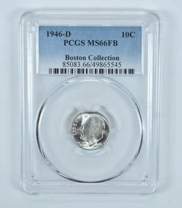1946-D Roosevelt Dime Boston Collection MS66 FB PCGS Blue Label - Picture 1 of 5