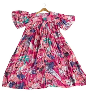 Vestido Go Softly Patio Estampado Flamenco Salón Casa Cremallera en Niveles Midi Informal XL - Imagen 1 de 7