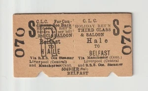 Eisenbahnticket CLC Hale nach Belfast 3. Klasse & Saloon Holiday Return Edmondson - Bild 1 von 1