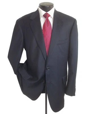 (Traje de lana Oxxford Clothes azul sombra rayas 2 botones 44R~Pantalones W40" x 31"L Foto 1 de 4