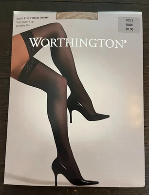 Top de encaje Worthington hasta el muslo talla 2 punta invisible desnuda pierna muy transparente Foto 1 de 4