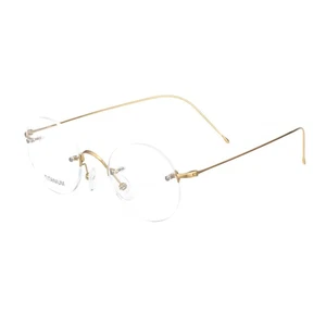 Marco de gafas retro ovalado redondo ligero sin montura de titanio compatible con RX - Imagen 1 de 13