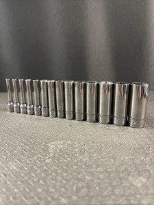 Snap-on Tools 1/4" Flank Drive METRIC DEEP 6 point Sockets 4-15mm SET 14 piece - Picture 1 of 24