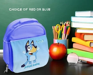 Bluey Lunch Bag Kids Personalised School Lunch Box Name Printed - Picture 1 of 3