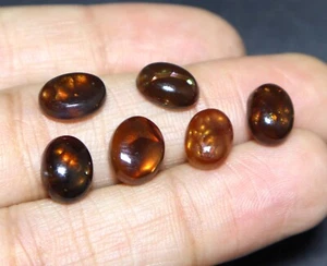 6.Piece Natural Mexican Fire Agate Cabochon Loose Oval Gemstone Smooth Cabochon - Picture 1 of 5