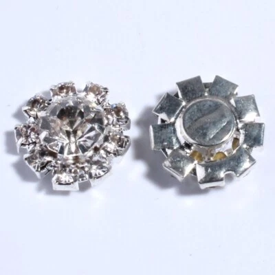 30PCS 14MM  Rhinestone Buttons For Hair Flowers Center Silver Embellishment - Image 1 of 2