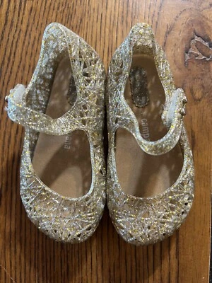 迷你 Melissa 金色 Campana Papel 凉鞋 女孩 尺码 7 学步儿童 — 第 1/4 张图片