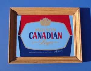 Vintage 1980 Molson Canadian Beer Mirror Sign Carnivlal Prize Glassik Mirror Art - Picture 1 of 9