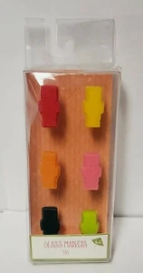 Three, 6 Count Tiki Glass Markers, Drink Markers, Drink Accessories, 6 Colors - Picture 1 of 3