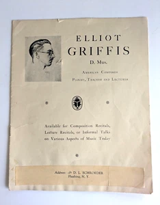Elliot Griffis D. Mus. Pianist Teacher and Lecturer Promotional Brochure - Foto 1 di 4