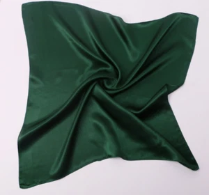 Bufanda cuadrada 100 % seda 20" para mujer pañuelo envolvente verde oscuro sólido MY163-19 - Imagen 1 de 2