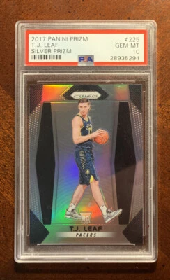T.J. Leaf 2017-18 Prizm Silver PSA 10 Rookie RC Refractor #225 OKC Thunder - Image 1 of 2