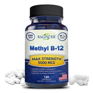 Vitamin B12 Kapseln Hochpotenz 5000mcg Nervensystem und gute Laune Unterstützung - Bild 1 von 12