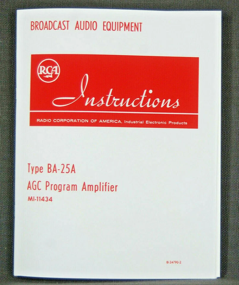 RCA BA-25 tube compressor limiter service and user manual reprint  - Image 1 of 4