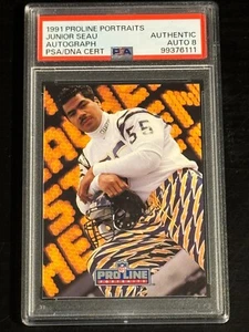 1991 Proline Portraits Autograph Junior Seau PSA Auth / DNA 8 (pop:1, höher:1) - Bild 1 von 2