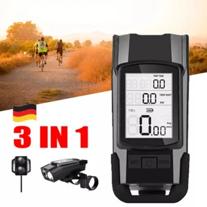 Fahrrad-Frontlicht 800 Lumen mit Tachometer & 120 dB Hupe LED Lampe für Outdoor - Bild 1 von 8