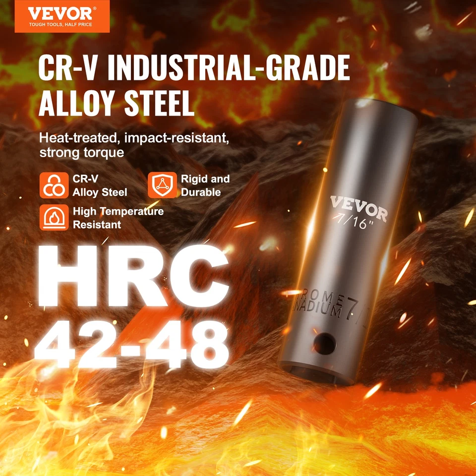 VEVOR Impact Sockets Set 11pcs 6-Point 3/8in Drive Bit Ratchet Tool Kit Case - Image 1 of 1