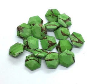 AAA Green Copper Turquoise Hexagon Cut Loose Gemstone For Assorted All Jewelry - Picture 1 of 6