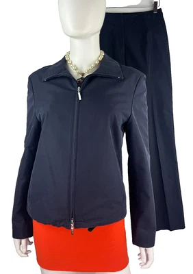 Escada Sport 8 US 44 IT 38 M Azul Algodón 2 piezas Pantalones Traje Chaqueta Abrigo Pasarela Auténtico Foto 1 de 4