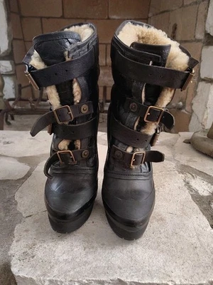 Burberry Prorsum Fall Winter 2010-2011 Stiletto Shearling Lined Aviator Boots 38 - Image 1 of 4