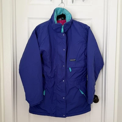 Mujer Patagonia Vintage Patagonia Puffer Esquí Chaqueta con Capucha en Púrpura Talla 12 Foto 1 de 4