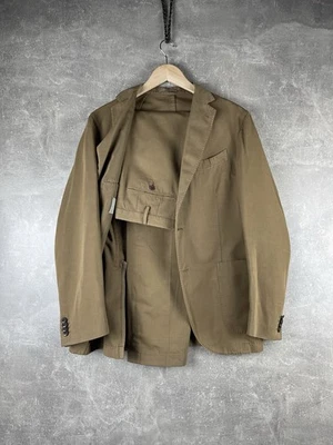 Boglioli Italian 3 Piece Suit Blazer Vest Pants Brown Cotton Linen Sz 48 - Image 1 of 4