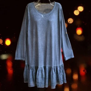 Vestido para mujer manga larga con volantes parte inferior acero azul talla L - Imagen 1 de 11