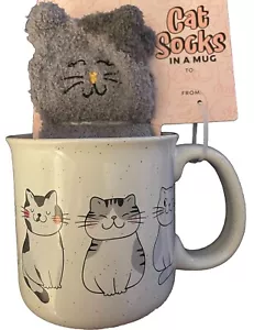 Sunday Morning Ceramics Cat Mug & Grey Cat Socks Set - Picture 1 of 5