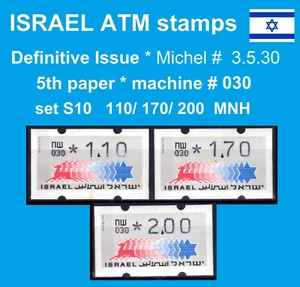 Israel ATM Definitive 030 / paper 5 / 1996 set 110/170/200 MNH Klussendorf - Picture 1 of 2
