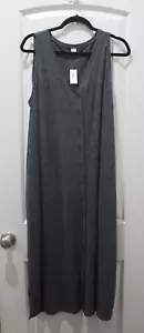 Old Navy Women's Size XL Gray V-Neck Sleeveless Button Midi Linen Dress NEW! - Picture 1 of 10