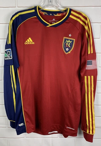 Adidas Real Salt Lake Soccer Jersey #44 Size Large MLS Red Blue Yellow Formotion Cover