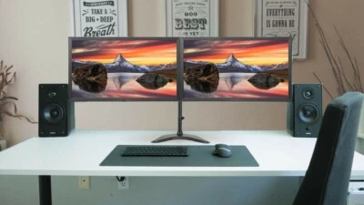Dual Monitor Wide Screen Setup 2 x 22" PC Computer New Dual Stand HDMI HD VGA - Image 1 of 4