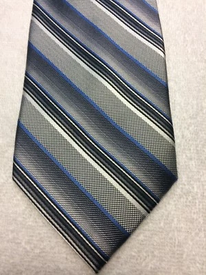 CORBATA HOMBRE PLATINO DESIGNS GRIS AZUL BLANCO RAYAS 3,75 X 61 Foto 1 de 4