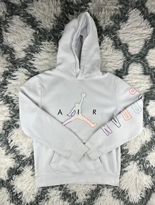 Jordan Kids Unisex Hoodie Jumpman Logo Size XL 13-15 yrs White Long Sleeve Neon - Picture 1 of 15