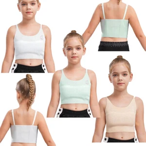 Kids Girls Tops Camisole Bra Ultra Vest Daily Wear Seamless School Spaghetti - Picture 1 of 45
