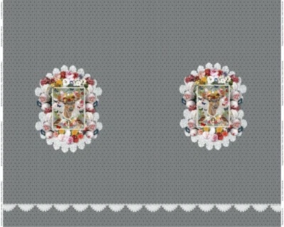Baumwoll-Jersey Panel STENZO Reh Blumen Punkte grau bunt 120 cm x 150 cm  - Bild 1 von 2