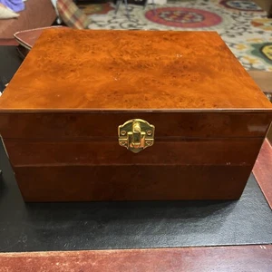 Beautiful Desktop Maple Burl Wood Large Humidor Cigar Box 10.25X12.5 Lined - Picture 1 of 7