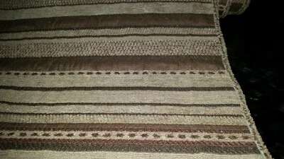 Gold/Brown/Taupe Mike stripe chenille upholstery fabric 53" width 2 yards BTY - Image 1 of 4