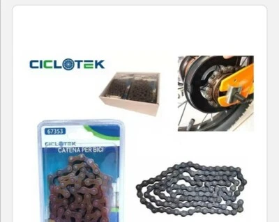 CATENA PER BICI BICICLETTA MTB CICLO RICAMBI 116 MAGLIE 1/2”x3/32” RICAMBIO CITY - Immagine 1 di 2