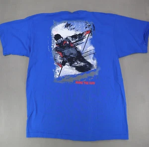 Vintage Marlboro Unlimited Shirt One Size Blue Skiing Make The Run Cigarette Tee - Picture 1 of 8