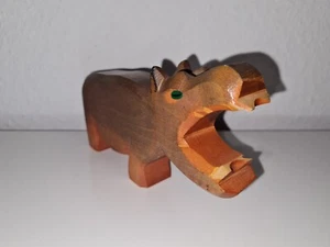 Nilpferd, Maul offen - Ostheimer  Holzfigur  - Bild 1 von 2