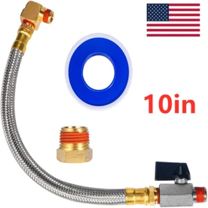 10Inch Tube Air Compressor Extended Tank Drain Hose 1/4'' NPT 90 Degree Shutoff - Picture 1 of 10