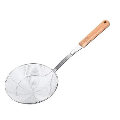Colador de alambre de acero inoxidable mango de bambú tamaño l más de 7 pulgadas Foto 1 de 4
