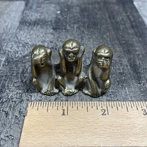 Vintage brass 3 three Wise Monkeys Hear No See No Speak No Evil decor figurine - Picture 1 of 6