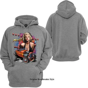 Felpa con Cappuccio / Nero V8 Oldschool Caldo Rod& `50 Disegno Modello Marilyn - Imagen 1 de 2
